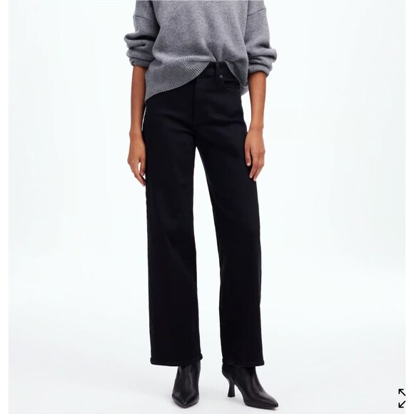 Madewell The Perfect Vintage Wide Leg Jeans Women's Black High Rise - Picture 1 of 14